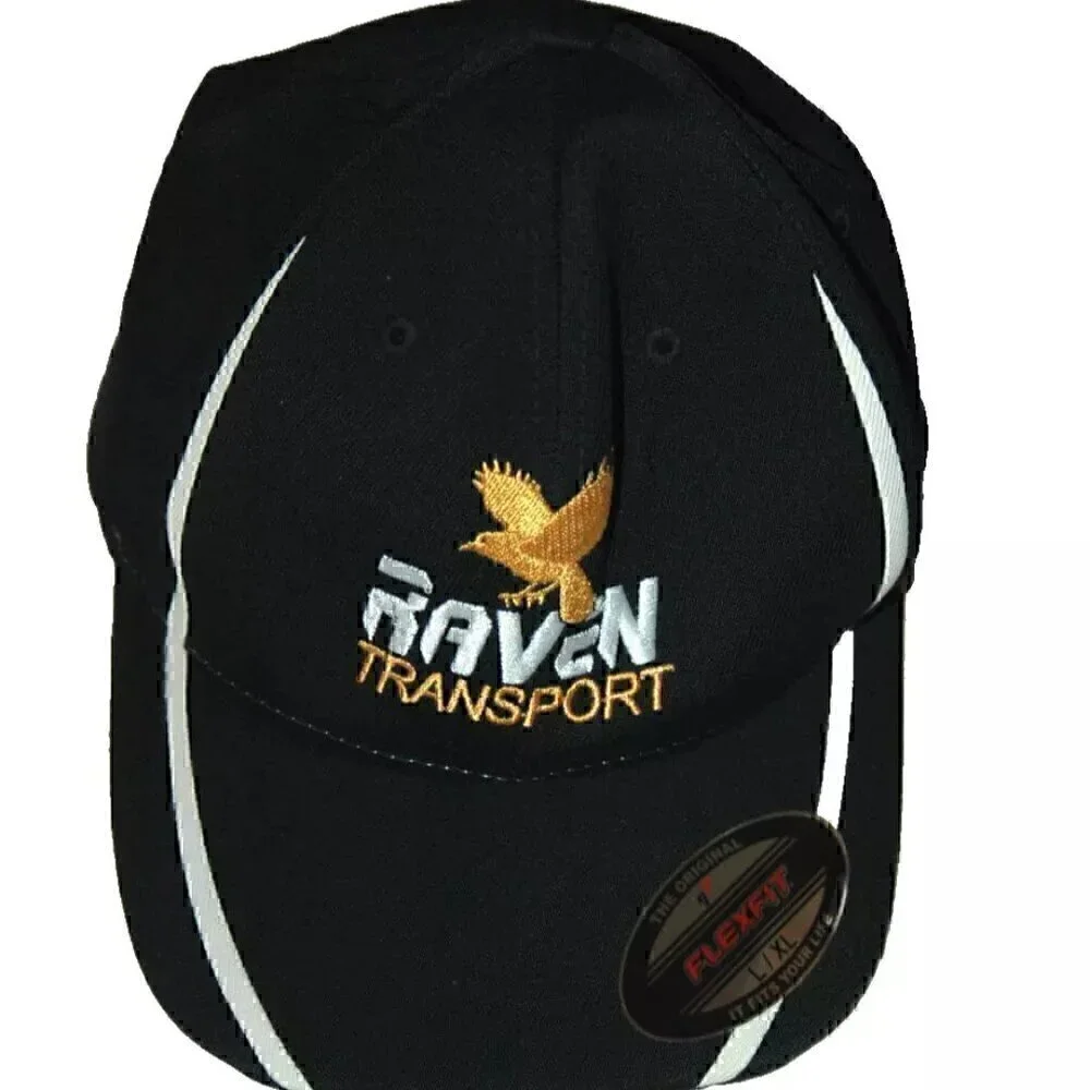 Raven Transport Baseball Hat Semi Truck Drivers Cap Eagle Flex Fit Trucker Sz L